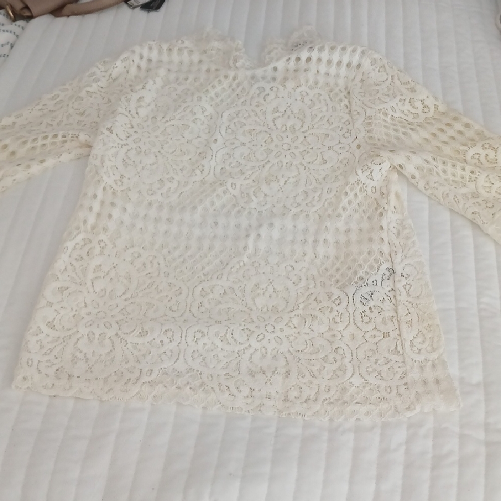 Zara Cream 3/4 Sleeve Blouse